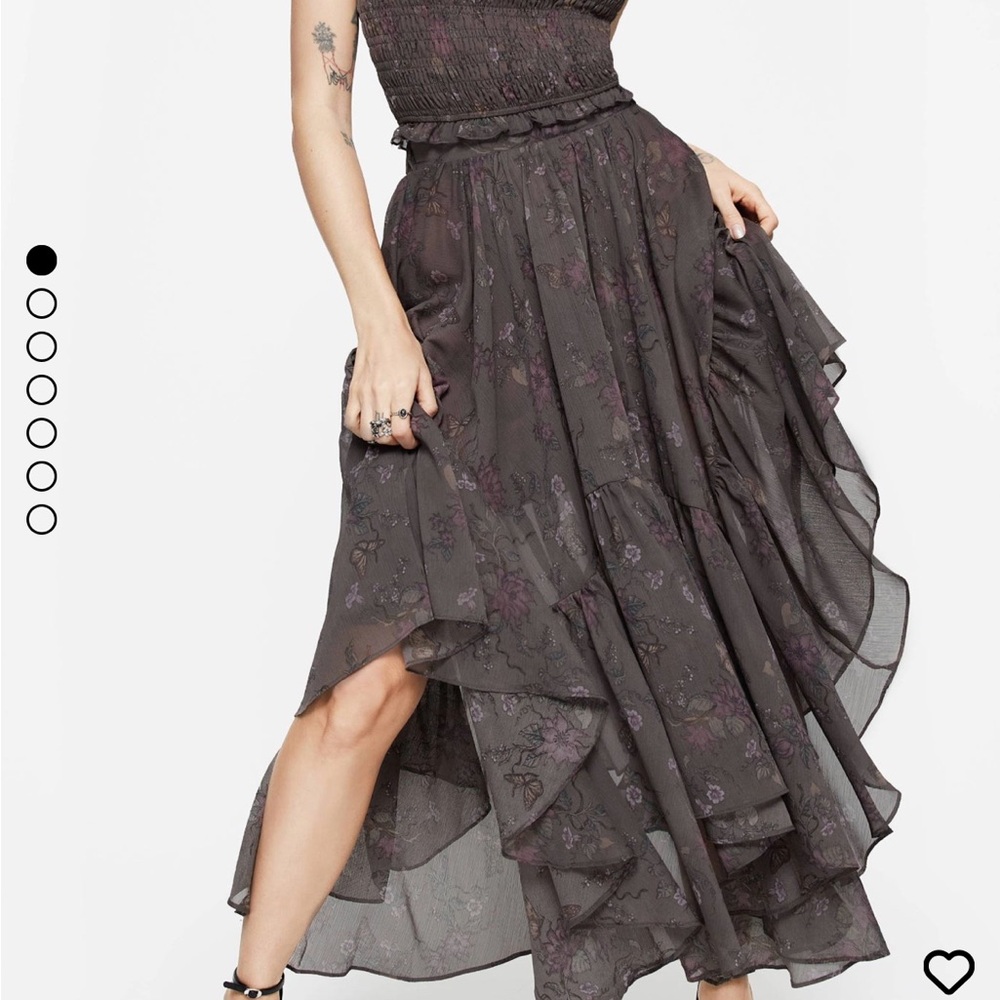 Disturbia Dark Floral Midi Skirt